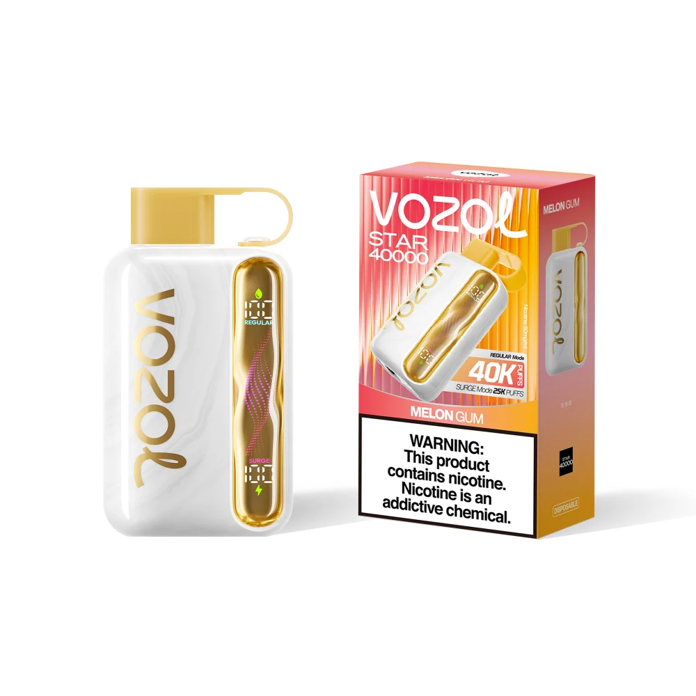 Vozol Star 40000 Puffs Melon Gum Disposable Vape (5% Nic Salt) – OLED Display, Dual Mesh, USB‑C