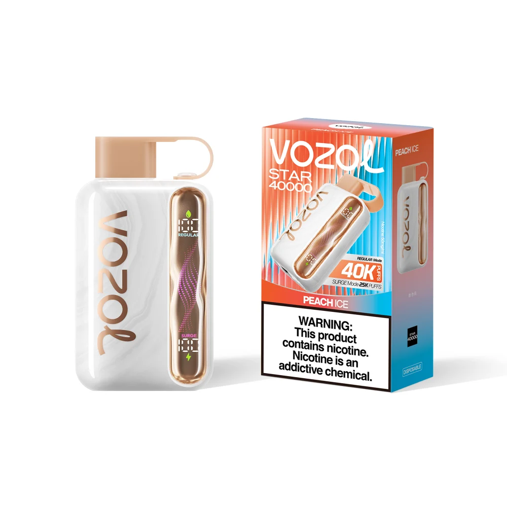 Vozol Star 40000 Puffs Peach Ice Disposable Vape (5% Nic Salt) – Dual Mesh, OLED Display, USB-C Rechargeable