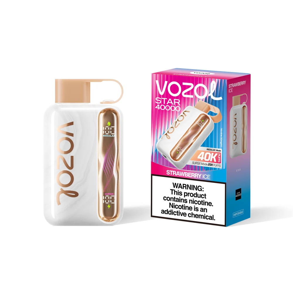 Vozol Star 40000 Puffs Strawberry Ice Disposable Vape (5% Nic) | Dual Mesh + OLED Display