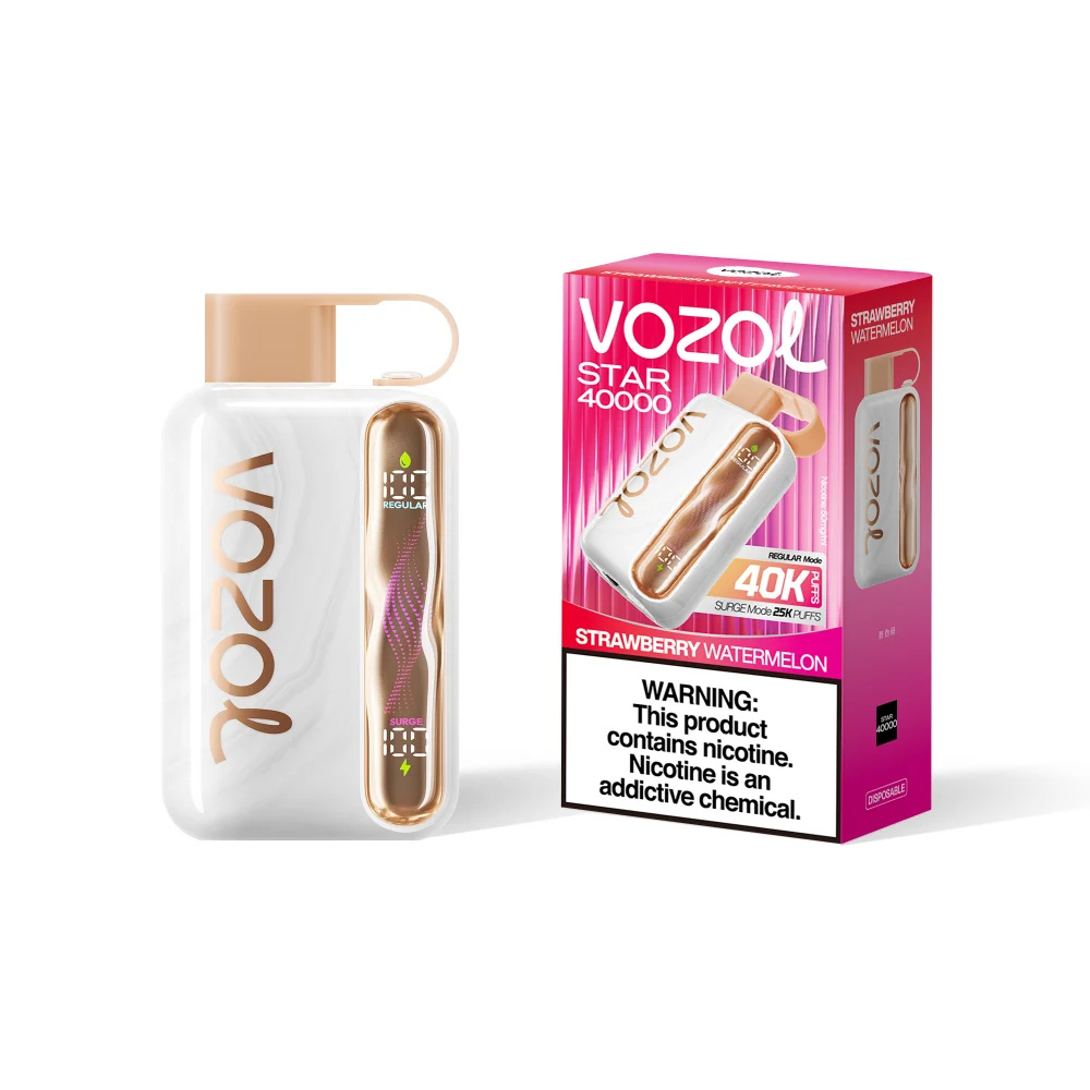 Vozol Star 40000 Puffs Strawberry Watermelon Disposable Vape (5% Nic) – 20ml, 1000mAh USB‑C, Dual Mesh, Display