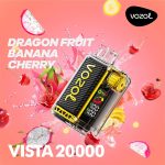 Vozol Vista 20K Puffs Dragon Fruit Banana Cherry – Crystal Clear Disposable Vape, 24ml, 5% Nicotine