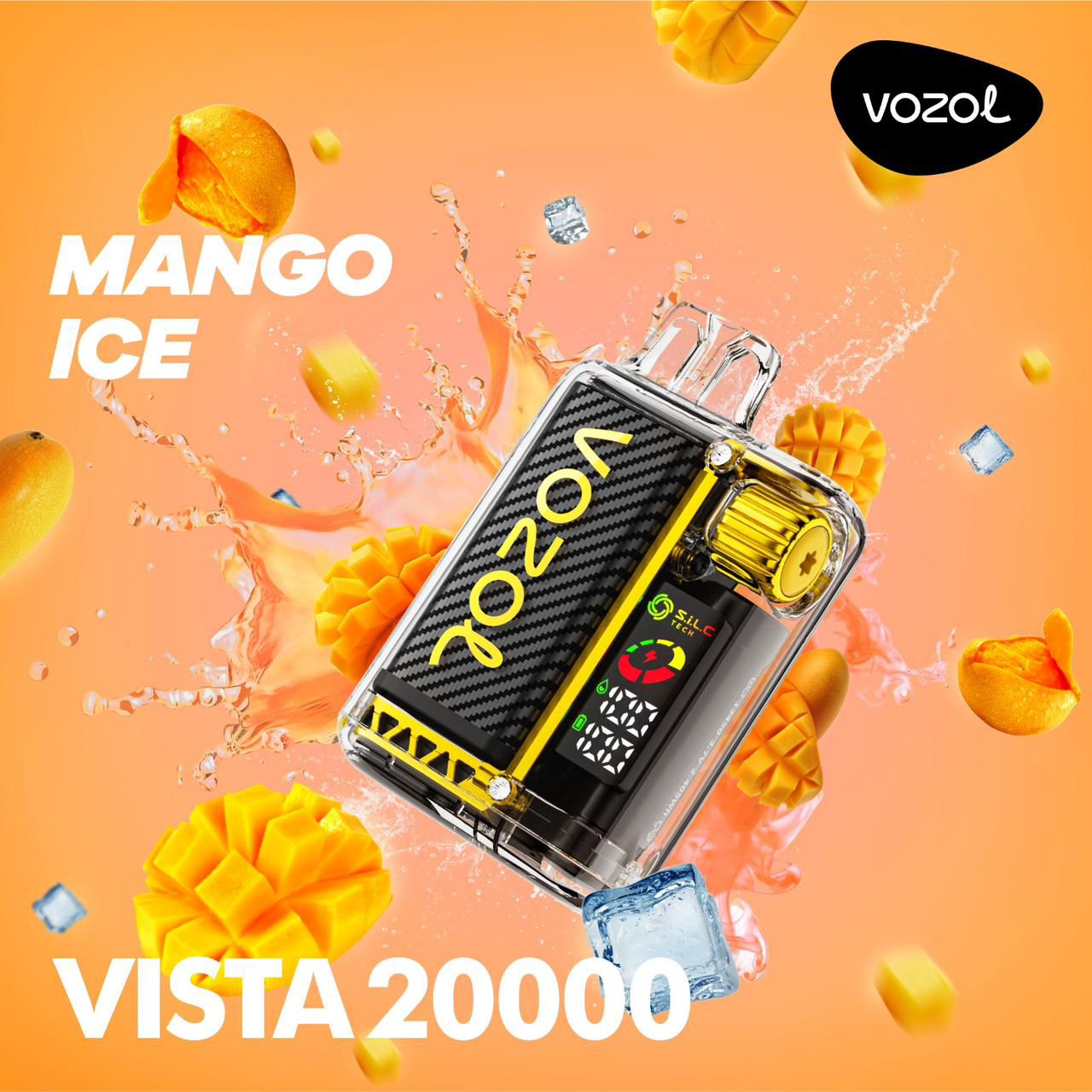 Vozol Vista 20000 Puffs Mango Ice Crystal Disposable Vape (24ml, 5% Nicotine, USB-C Rechargeable)