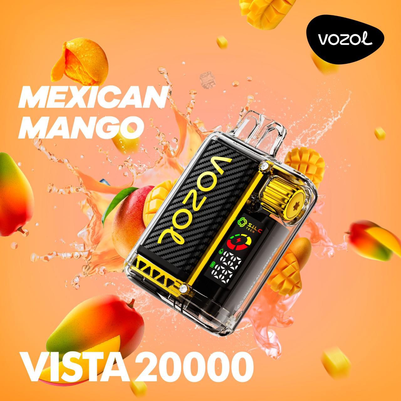 Vozol Vista 20K Puffs Mexican Mango Crystal Disposable Vape (24ml, 5% Nicotine, USB-C Rechargeable)