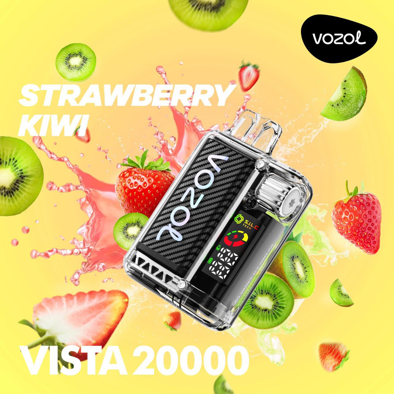 Vozol Vista 20K Puffs Strawberry Kiwi Crystal Disposable Vape | 24ml, 5% Nicotine, USB-C Rechargeable