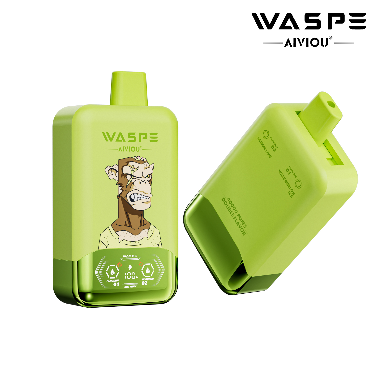 WASPE Double Flavor 40000 Puffs Disposable Vape – Watermelon Ice & Lemon Lime (36ml, 850mAh, Type‑C)