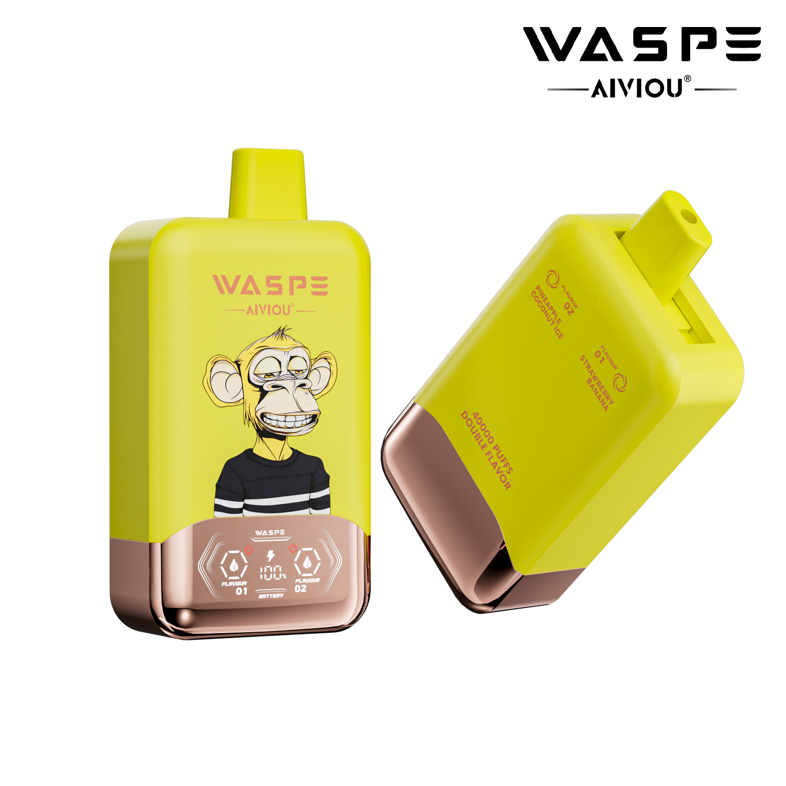 WASPE Double Flavor 40000 Puffs- Strawberry Banana & Pineapple Coconut lce