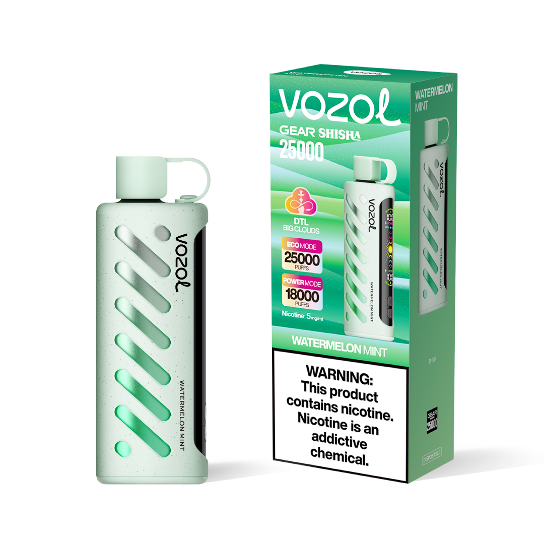 Vozol Gear Shisha 25K Puffs Watermelon Mint Disposable Vape (24ml, 5% Nicotine)