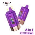 FIHP 6-in-1 Disposable Vape 120000 Puffs (64ml) | 6 Flavors Switchable | Dual Mesh | Type-C | LED Display