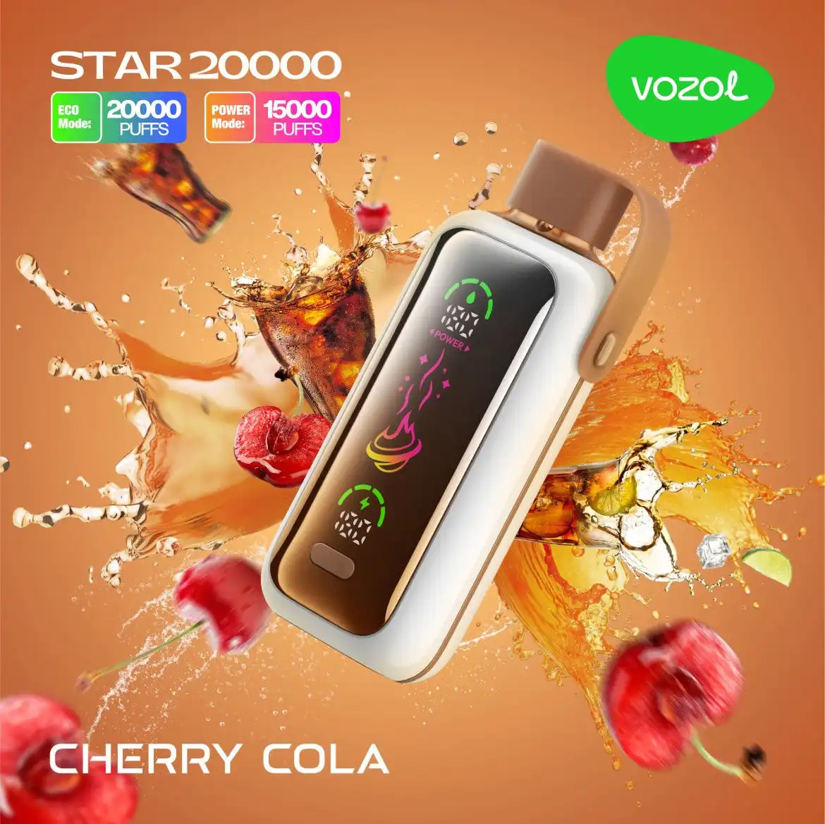 Vozol Star 20000 Puffs Cherry Cola Disposable Vape (24ml, 5% Nicotine, Display, USB-C)