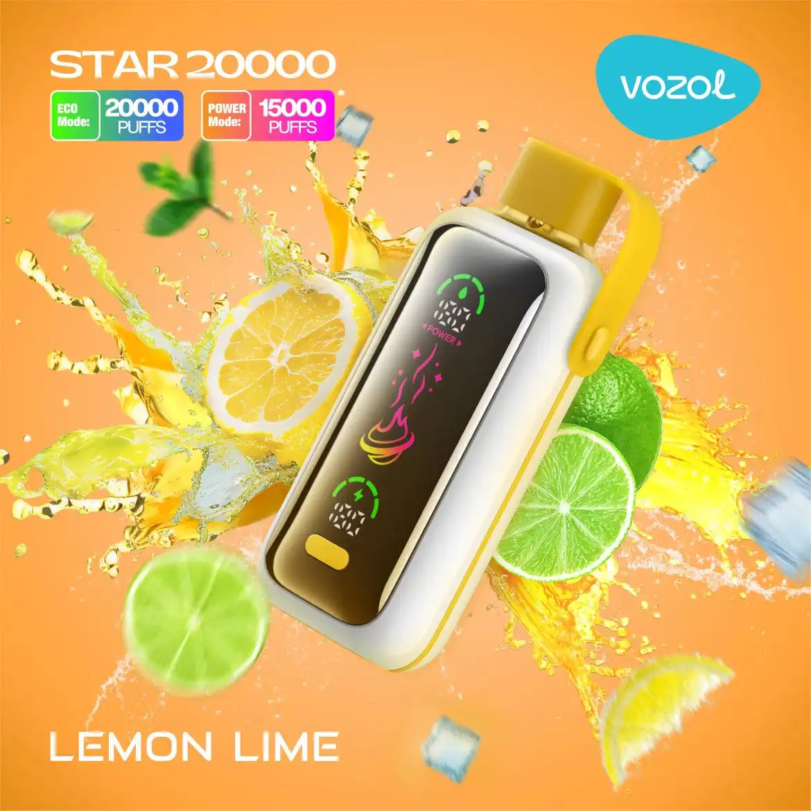 Vozol Star 20000 Puffs Lemon Lime Disposable Vape (24ml, 5% Nicotine, Display, USB-C)