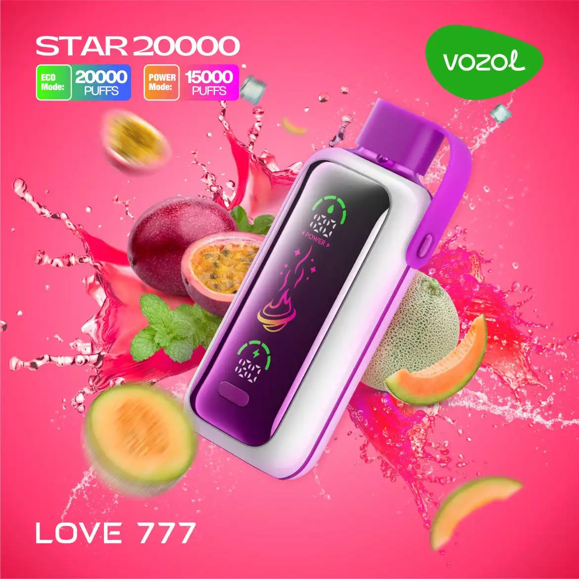 Vozol Star 20000 Puffs Love 777 (5% Nicotine) – 24ml, Dual Mesh, LED Display, USB-C Rechargeable