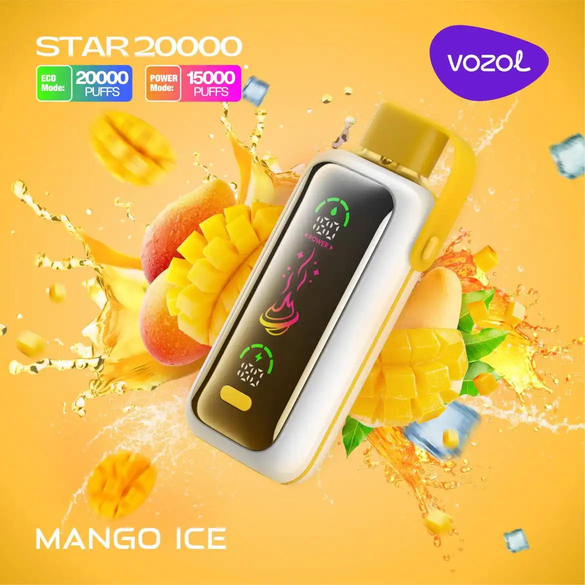 Vozol Star 20000 Puffs Mango Ice Disposable Vape (24ml, 5% Nicotine, Display, USB-C)