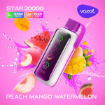 Vozol Star 20000 Puffs Peach Mango Watermelon (24ml, 5% Nic, LED Display, USB-C Rechargeable)