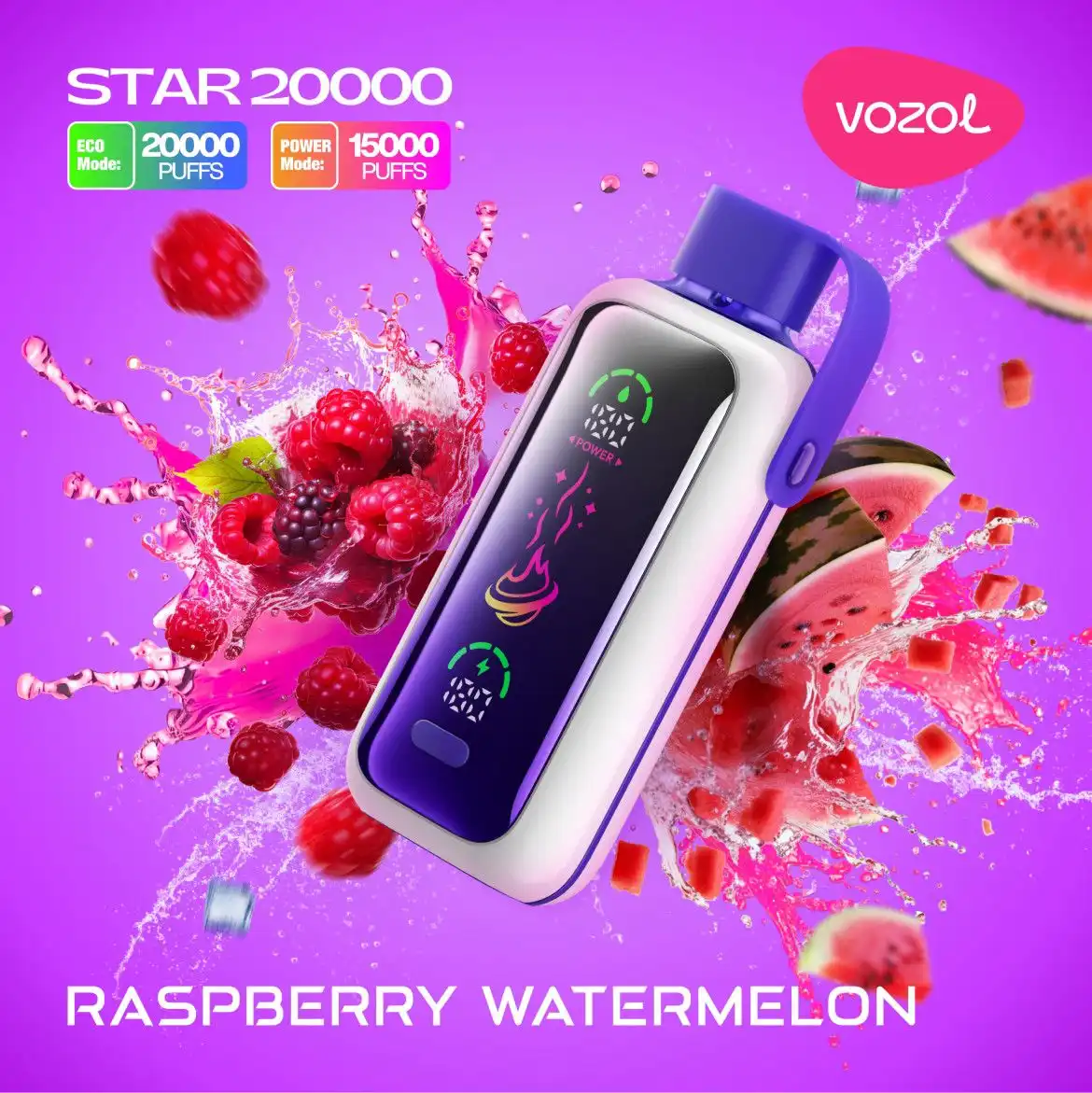 Vozol Star 20000 Puffs Raspberry Watermelon Disposable Vape 24ml 5% Nicotine